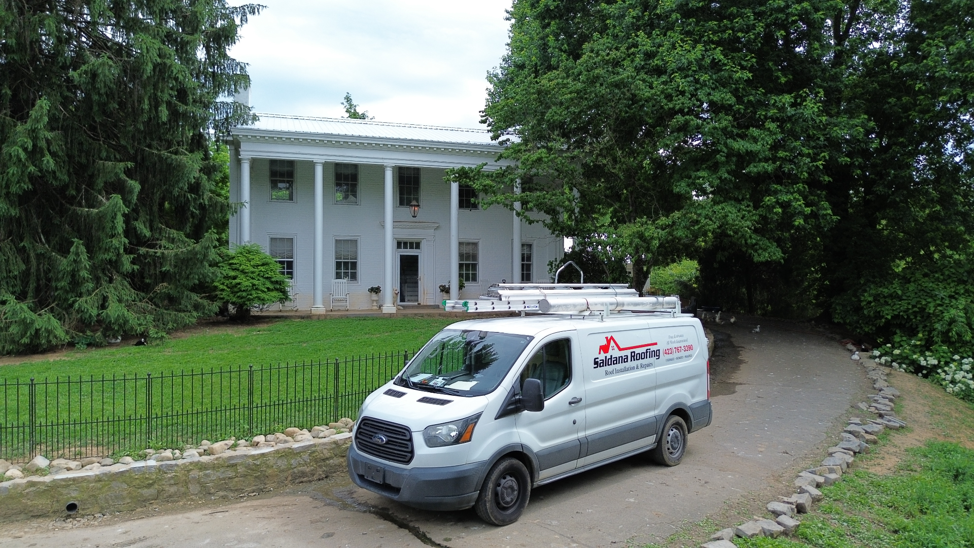 Saldana Roofing crew on a completed Johnson City roof
